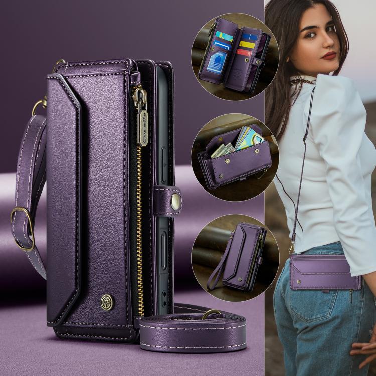 For iPhone 17 Pro CaseMe C36 Card Slots Zipper Wallet RFID Anti-theft Leather Phone Case(Purple) by CaseMe