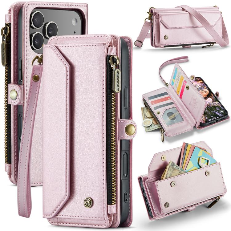 For iPhone 17 Pro Max CaseMe C36 Card Slots Zipper Wallet RFID Anti-theft Leather Phone Case(Pink) by CaseMe