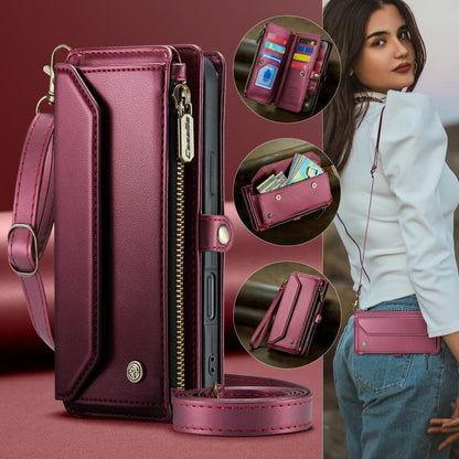 For iPhone 17 Pro Max CaseMe C36 Card Slots Zipper Wallet RFID Anti-theft Leather Phone Case(Red) by CaseMe