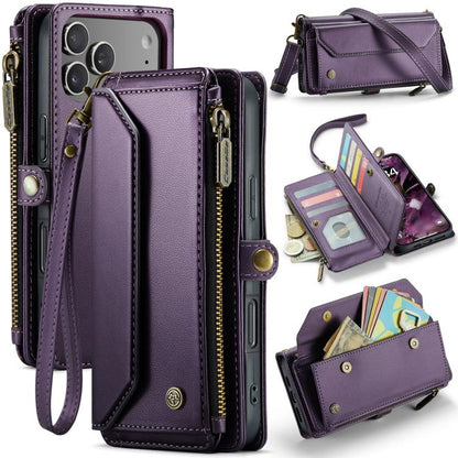 For iPhone 17 Pro Max CaseMe C36 Card Slots Zipper Wallet RFID Anti-theft Leather Phone Case(Purple) by CaseMe
