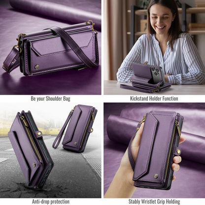 For iPhone 17 Pro Max CaseMe C36 Card Slots Zipper Wallet RFID Anti-theft Leather Phone Case(Purple) by CaseMe