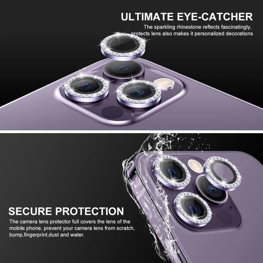 For iPhone 16 / 16 Plus ENKAY AR Anti-reflection Individual Diamond Ring Camera Lens Glass Full Film(Black) by ENKAY