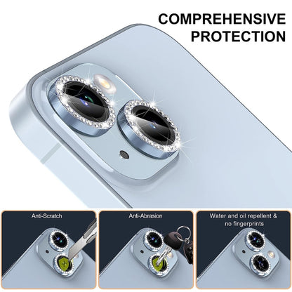 For iPhone 16 / 16 Plus ENKAY AR Anti-reflection Individual Diamond Ring Camera Lens Glass Full Film(Sea Blue) by ENKAY