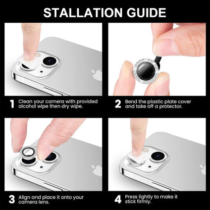 For iPhone 16 / 16 Plus ENKAY AR Anti-reflection Individual Diamond Ring Camera Lens Glass Full Film(Sea Blue) by ENKAY