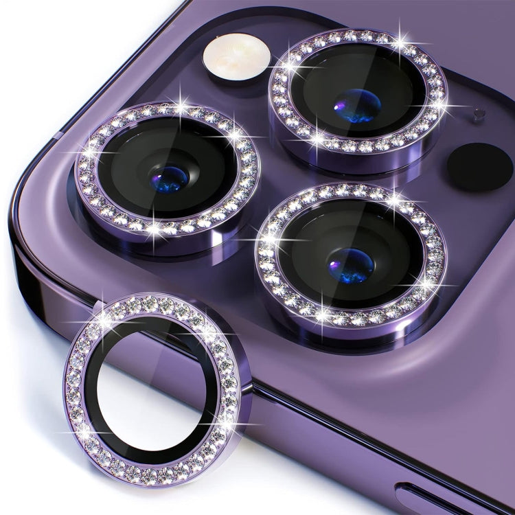 For iPhone 16 Pro / 16 Pro Max ENKAY AR Anti-reflection Individual Diamond Ring Camera Lens Glass Full Film(Deep Purple) by ENKAY