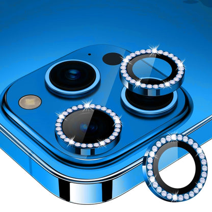 For iPhone 16 Pro / 16 Pro Max ENKAY AR Anti-reflection Individual Diamond Ring Camera Lens Glass Full Film(Sea Blue) by ENKAY