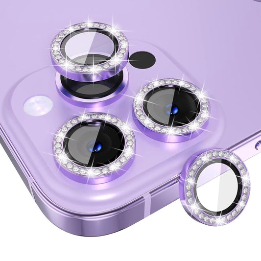 For iPhone 16 Pro / 16 Pro Max ENKAY AR Anti-reflection Individual Diamond Ring Camera Lens Glass Full Film(Light Purple) by ENKAY