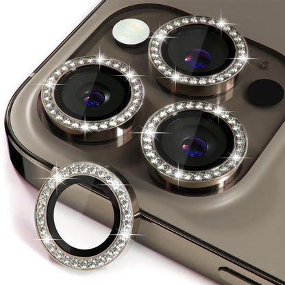For iPhone 16 Pro / 16 Pro Max ENKAY AR Anti-reflection Individual Diamond Ring Camera Lens Glass Full Film(Titanium Gold) by ENKAY