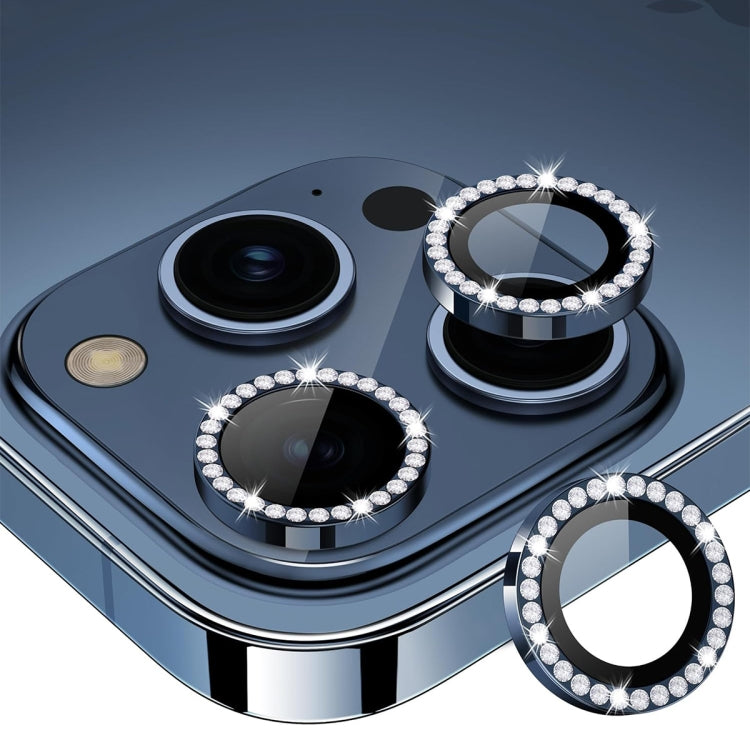 For iPhone 16 Pro / 16 Pro Max ENKAY AR Anti-reflection Individual Diamond Ring Camera Lens Glass Full Film(Dark Blue) by ENKAY