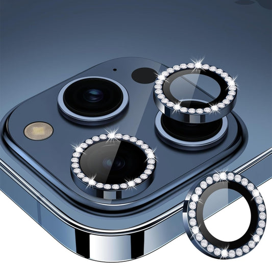 For iPhone 16 Pro / 16 Pro Max ENKAY AR Anti-reflection Individual Diamond Ring Camera Lens Glass Full Film(Dark Blue) by ENKAY