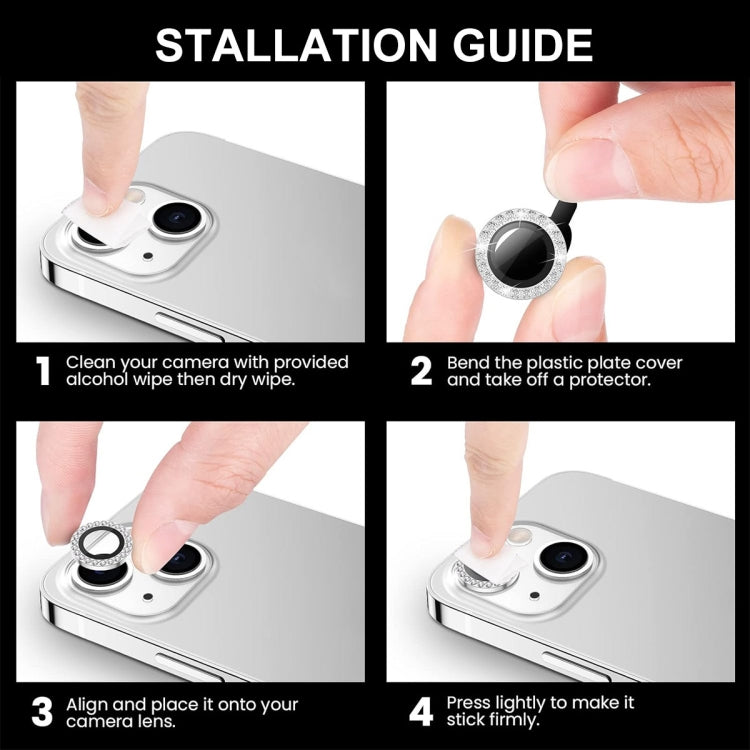 For iPhone 16 Pro / 16 Pro Max ENKAY AR Anti-reflection Individual Diamond Ring Camera Lens Glass Full Film(Sea Blue) by ENKAY