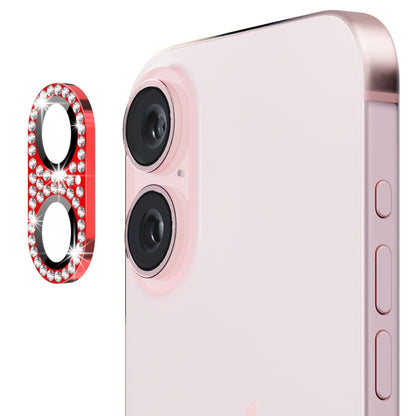For iPhone 16 / 16 Plus ENKAY Hat-Prince Blink Diamond Camera Lens Aluminium Alloy Tempered Glass Film(Red) by ENKAY