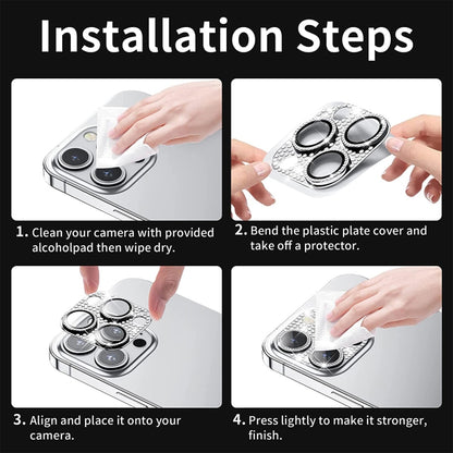 For iPhone 16 / 16 Plus ENKAY Hat-Prince Blink Diamond Camera Lens Aluminium Alloy Tempered Glass Film(Golden) by ENKAY