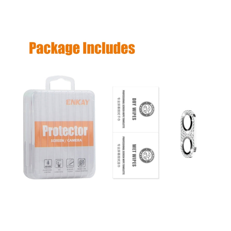 For iPhone 16 / 16 Plus ENKAY Hat-Prince Blink Diamond Camera Lens Aluminium Alloy Tempered Glass Film(Golden) by ENKAY