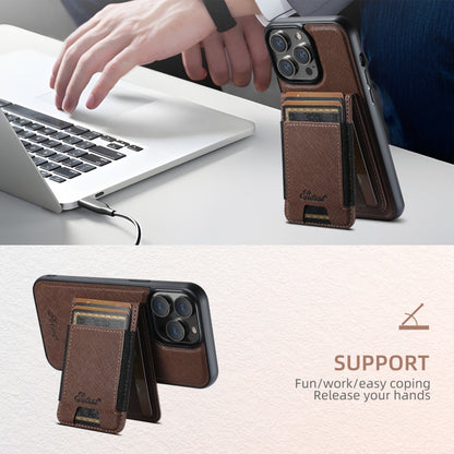 For iPhone 16 Pro Max Suteni H17 Cross Grain Leather MagSafe Detachable Wallet Phone Case(Brown) by Suteni