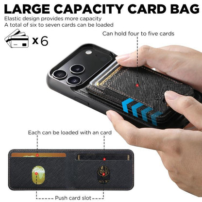 For iPhone Air Suteni H17 Cross Grain Leather MagSafe Detachable Wallet Phone Case(Black) by Suteni