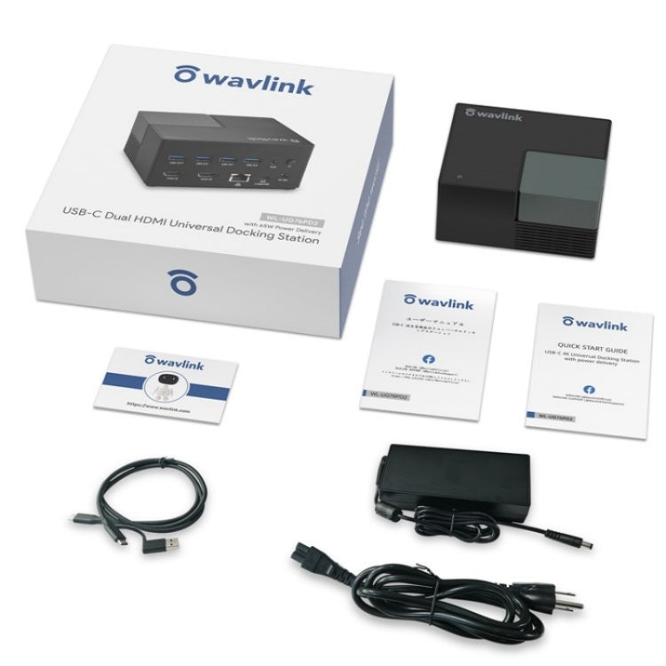 WAVLINK UG76PD2 3.5mm Audio, Gigabit Network Port Dual HD Universal Docking Station(US Plug) by WAVLINK