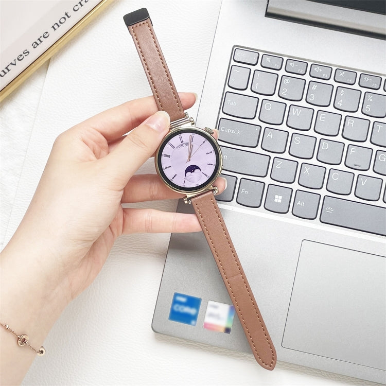 For Samsung Galaxy Watch 6 Classic 43 / 47mm Slim Magnetic Buckle 20mm Microfiber Leather Watch Band(Mocha Brown) by bashfashion