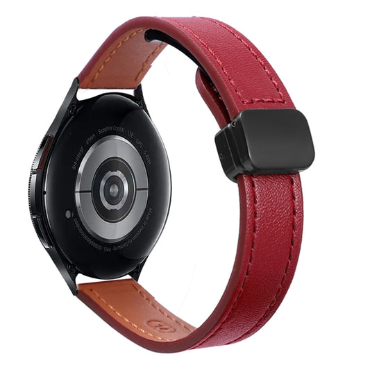 For Samsung Galaxy Watch 6 Classic 43 / 47mm Slim Magnetic Buckle 20mm Microfiber Leather Watch Band(Wine Red) by bashfashion