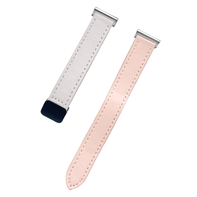 For Samsung Galaxy Watch 6 Classic 43 / 47mm Slim Magnetic Buckle 20mm Microfiber Leather Watch Band(Pink+Apricot) by bashfashion