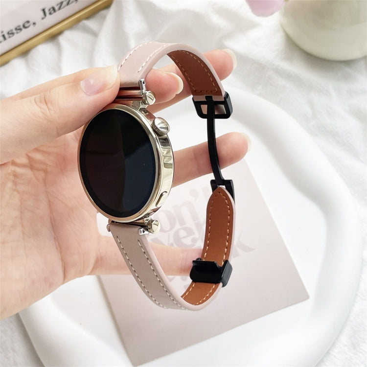 For Samsung Galaxy Watch 6 Classic 43 / 47mm Slim Magnetic Buckle 20mm Microfiber Leather Watch Band(Sakura Pink) by bashfashion