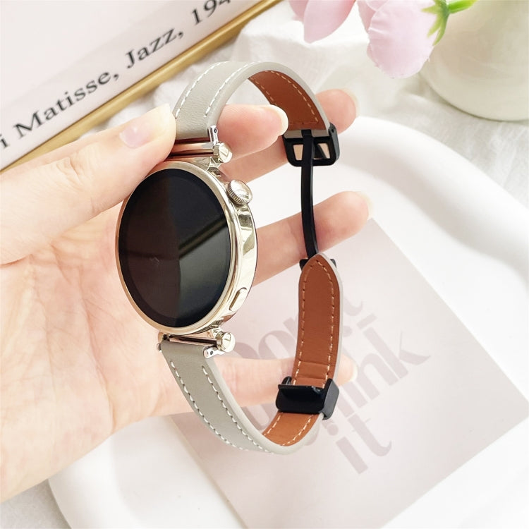 For Samsung Galaxy Watch 6 40 / 44mm Slim Magnetic Buckle 20mm Microfiber Leather Watch Band(Calf Elephant Gray) by bashfashion