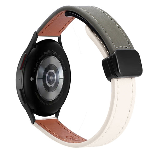 For Samsung Galaxy Watch 5 40 / 44mm Slim Magnetic Buckle 20mm Microfiber Leather Watch Band(Apricot+Avocado Green) by bashfashion