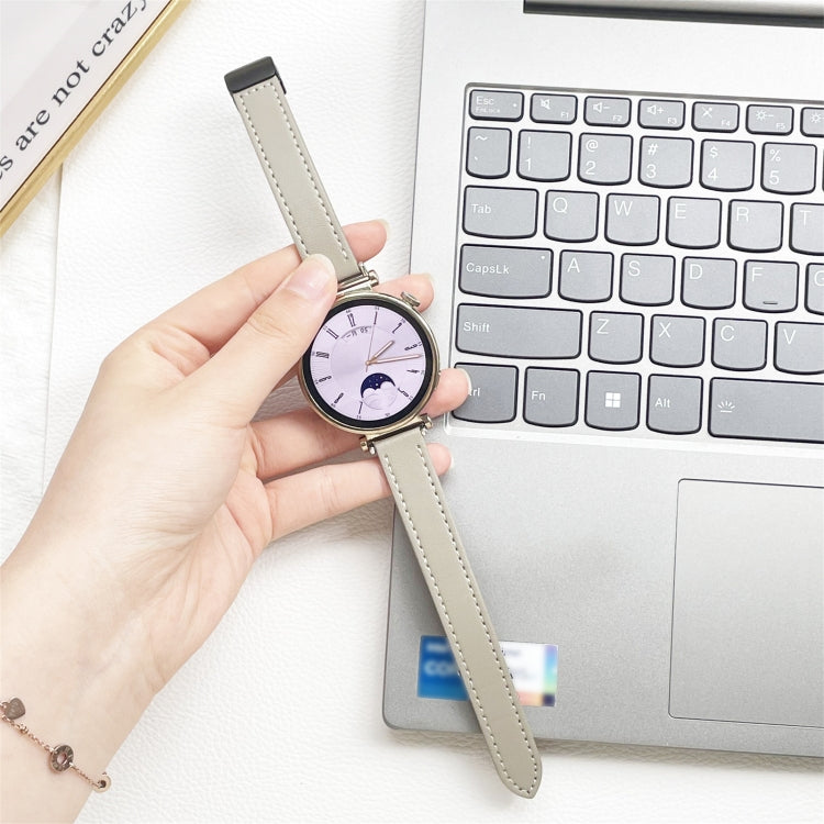 For Samsung Galaxy Watch 4 40 / 44mm Slim Magnetic Buckle 20mm Microfiber Leather Watch Band(Calf Elephant Gray) by bashfashion