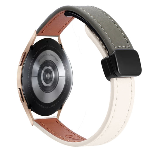 For Samsung Galaxy Watch 4 40 / 44mm Slim Magnetic Buckle 20mm Microfiber Leather Watch Band(Apricot+Avocado Green) by bashfashion