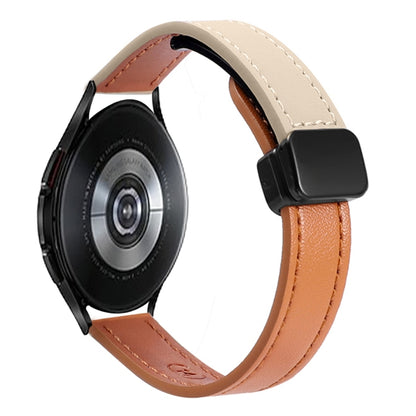 For Samsung Galaxy Watch 4 Classic 42 / 46mm Slim Magnetic Buckle 20mm Microfiber Leather Watch Band(Aimaorange+Cream Apricot) by bashfashion