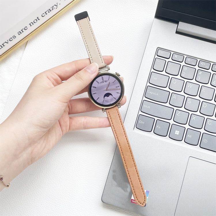 For Samsung Galaxy Watch 4 Classic 42 / 46mm Slim Magnetic Buckle 20mm Microfiber Leather Watch Band(Aimaorange+Cream Apricot) by bashfashion