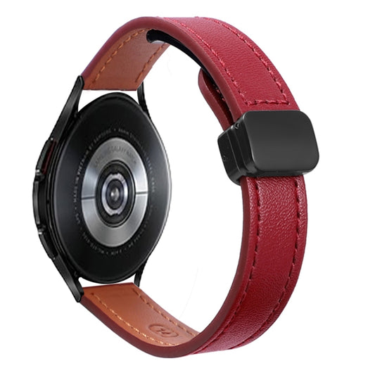 For Samsung Galaxy Watch 4 Classic 42 / 46mm Slim Magnetic Buckle 20mm Microfiber Leather Watch Band(Wine Red) by bashfashion