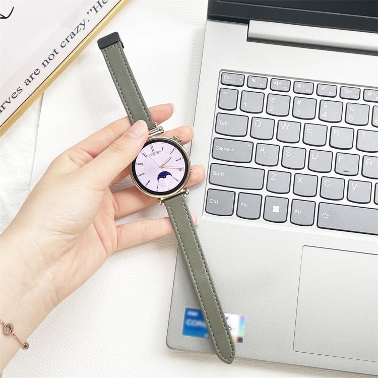 For Samsung Galaxy Watch 4 Classic 42 / 46mm Slim Magnetic Buckle 20mm Microfiber Leather Watch Band(Avocado Green) by bashfashion