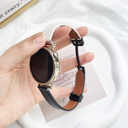 For Samsung Galaxy Watch 4 Classic 42 / 46mm Slim Magnetic Buckle 20mm Microfiber Leather Watch Band(Black+Apricot) by bashfashion