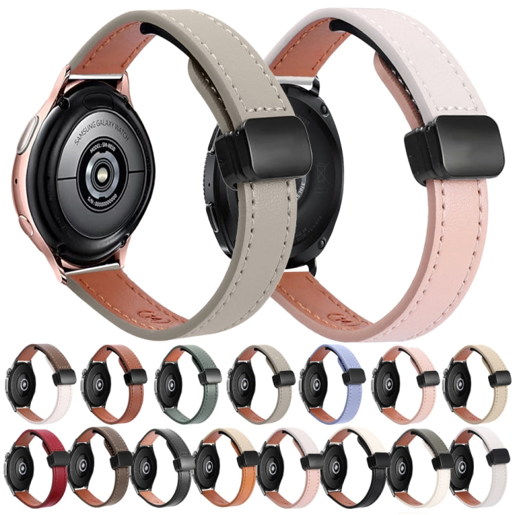 For Samsung Galaxy Watch 4 Classic 42 / 46mm Slim Magnetic Buckle 20mm Microfiber Leather Watch Band(Mocha Brown) by bashfashion