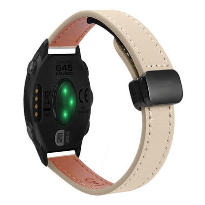 For Garmin Forerunner 645 Slim Magnetic Buckle 20mm Microfiber Leather Watch Band(Cream Apricot) by bashfashion