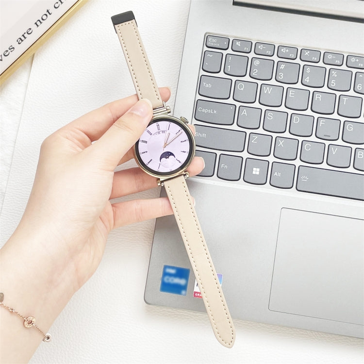 For Garmin Forerunner 645 Slim Magnetic Buckle 20mm Microfiber Leather Watch Band(Cream Apricot) by bashfashion