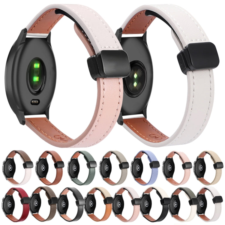 For Garmin Approach S40 Slim Magnetic Buckle 20mm Microfiber Leather Watch Band(Aimaorange+Cream Apricot) by bashfashion