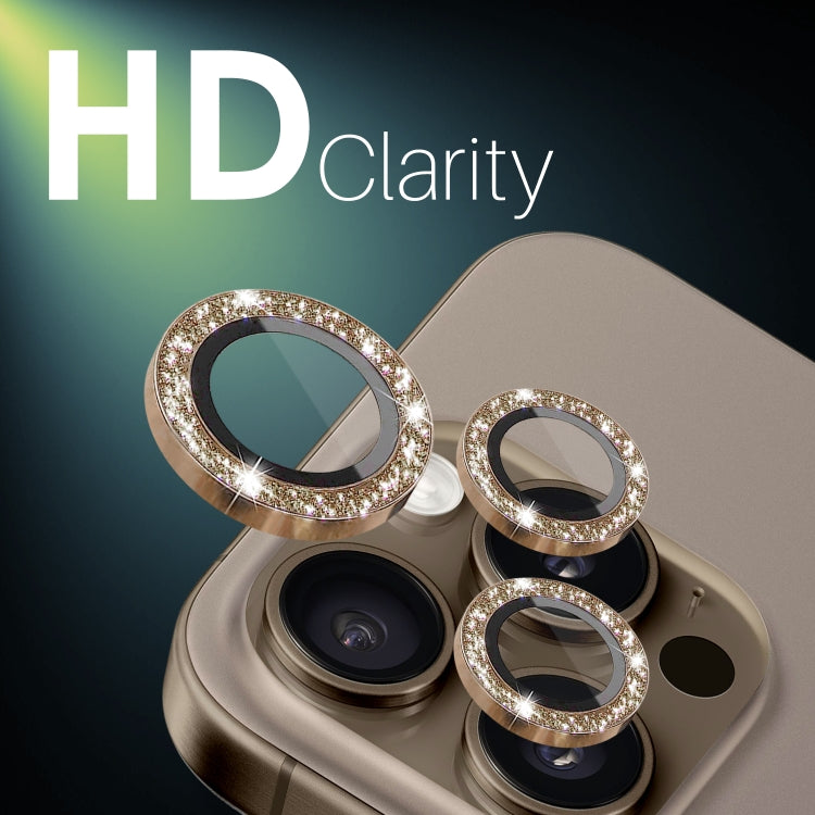 For iPhone 16 Pro / 16 Pro Max NORTHJO Glitter Camera Lens Protector Tempered Glass Metal Ring Film(Brown) by NORTHJO