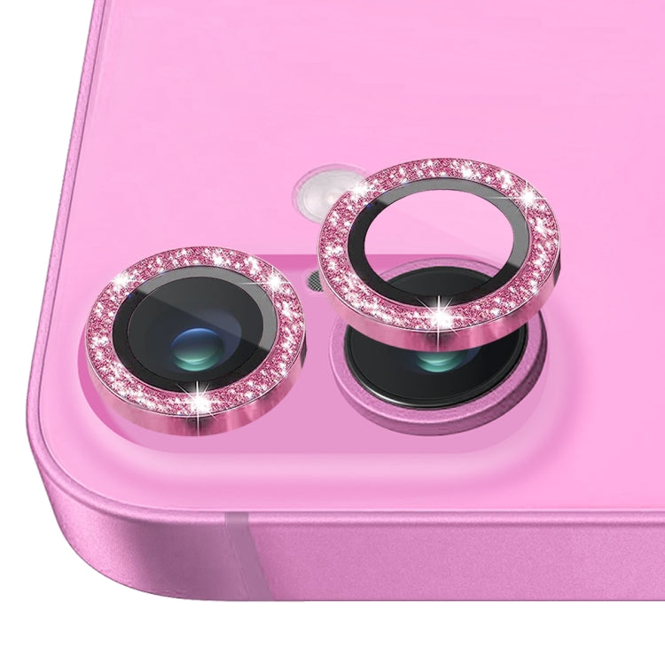 For iPhone 16 / 16 Plus NORTHJO Glitter Camera Lens Protector Tempered Glass Metal Ring Film(Rose) by NORTHJO