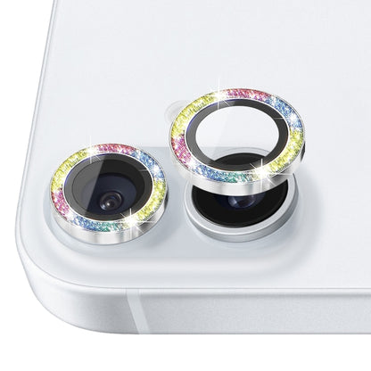 For iPhone 16 / 16 Plus NORTHJO Glitter Camera Lens Protector Tempered Glass Metal Ring Film(Colorful) by NORTHJO