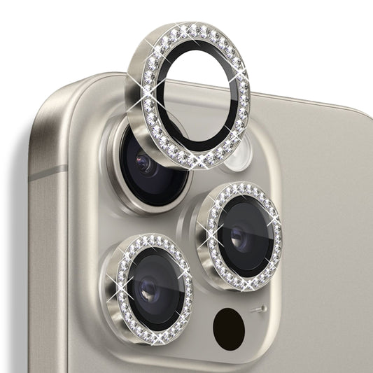 For iPhone 16 Pro / 16 Pro Max NORTHJO Rhinestone Camera Lens Protector Tempered Glass Metal Ring Film(Natural) by NORTHJO