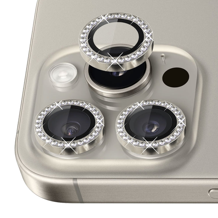 For iPhone 16 Pro / 16 Pro Max NORTHJO Rhinestone Camera Lens Protector Tempered Glass Metal Ring Film(Natural) by NORTHJO