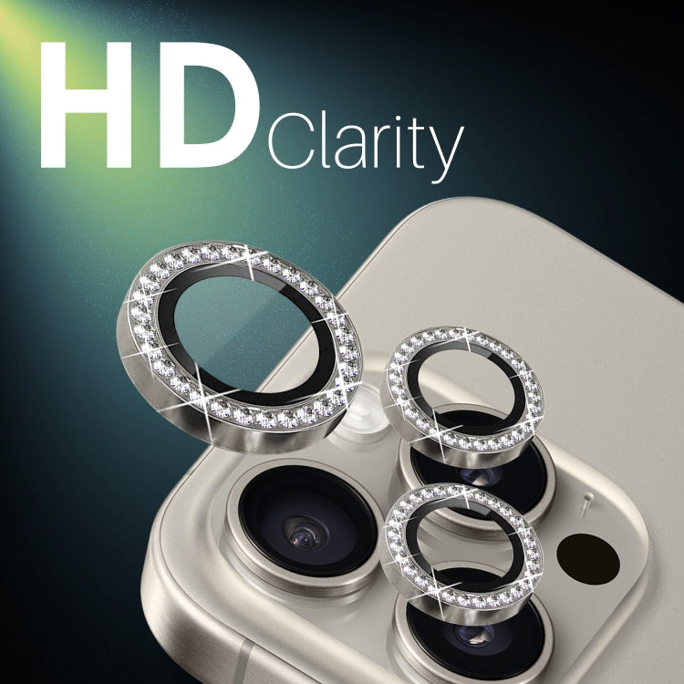 For iPhone 16 Pro / 16 Pro Max NORTHJO Rhinestone Camera Lens Protector Tempered Glass Metal Ring Film(Natural) by NORTHJO