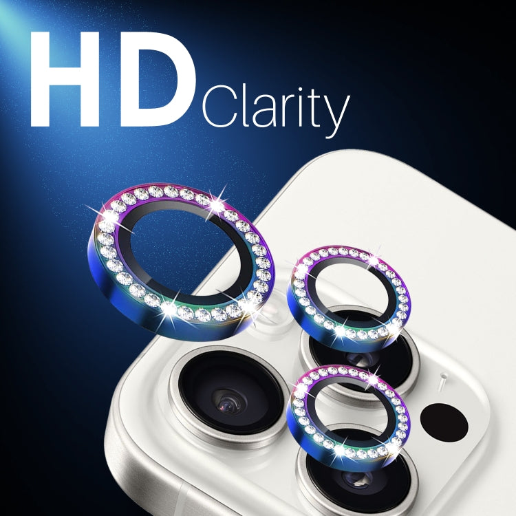 For iPhone 16 Pro / 16 Pro Max NORTHJO Rhinestone Camera Lens Protector Tempered Glass Metal Ring Film(Colorful) by NORTHJO