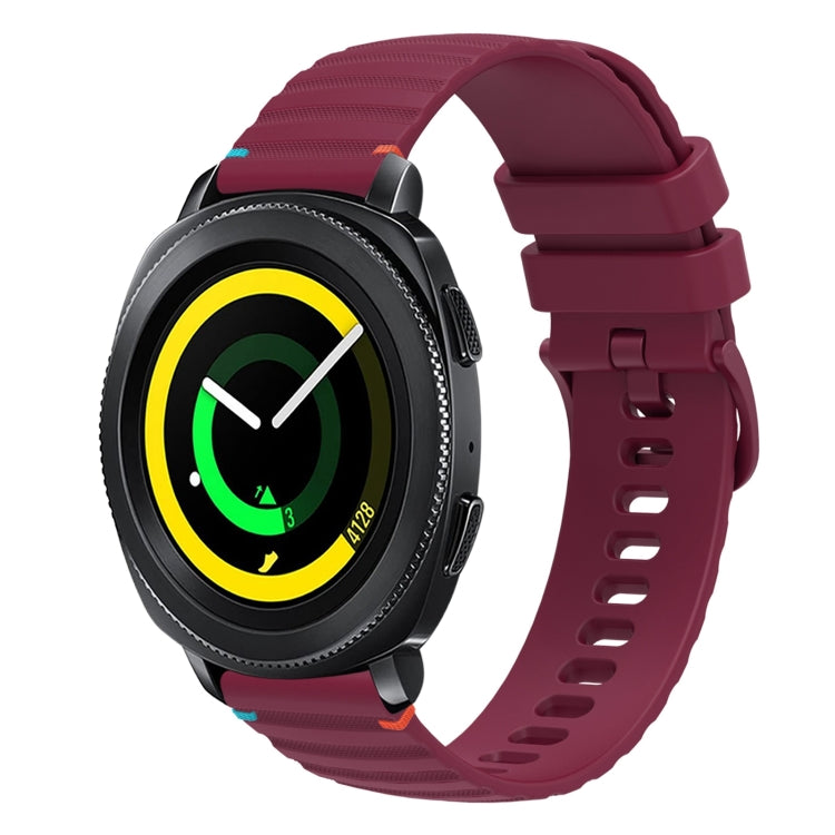 For Samsung Galaxy Gear Sport Wavy Dotted Stitched 20mm Silicone Watch Band(Wine Red) by bashfashion