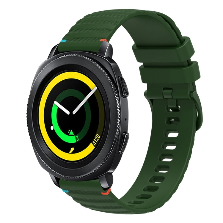 For Samsung Galaxy Gear Sport Wavy Dotted Stitched 20mm Silicone Watch Band(Army Green) by bashfashion