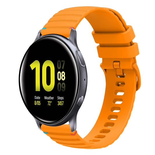 For Samsung Galaxy Watch Active 2 Wavy Dotted Stitched 20mm Silicone Watch Band(Amber Yellow) by bashfashion
