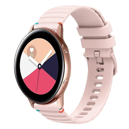 For Samsung Galaxy Watch Active Wavy Dotted Stitched 20mm Silicone Watch Band(Rose Pink) by bashfashion