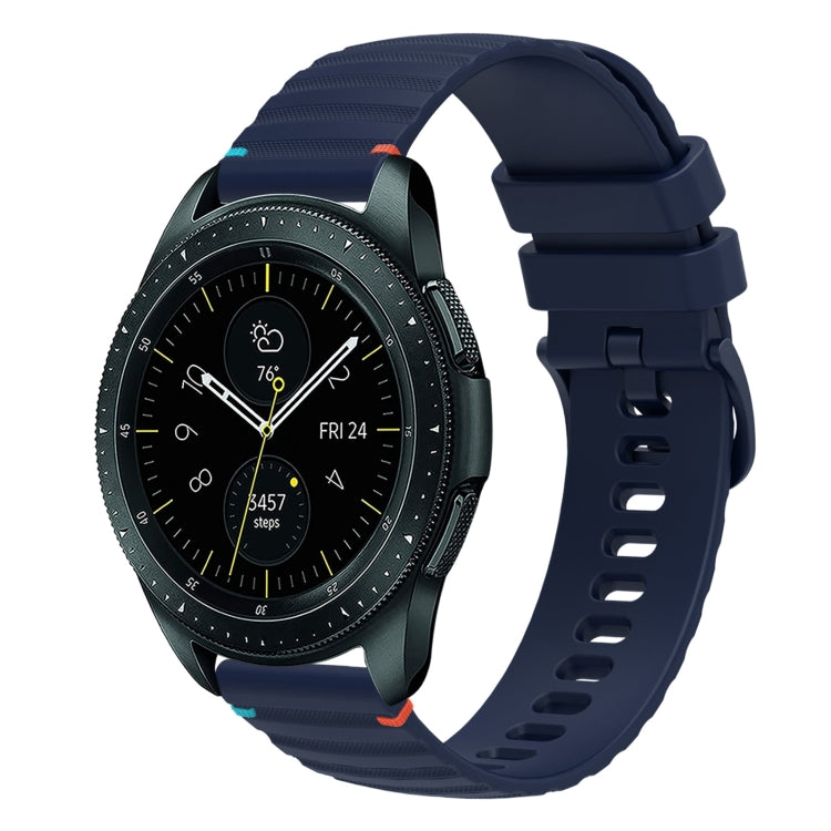 For Samsung Galaxy Watch 42mm Wavy Dotted Stitched 20mm Silicone Watch Band(Navy Blue) by bashfashion